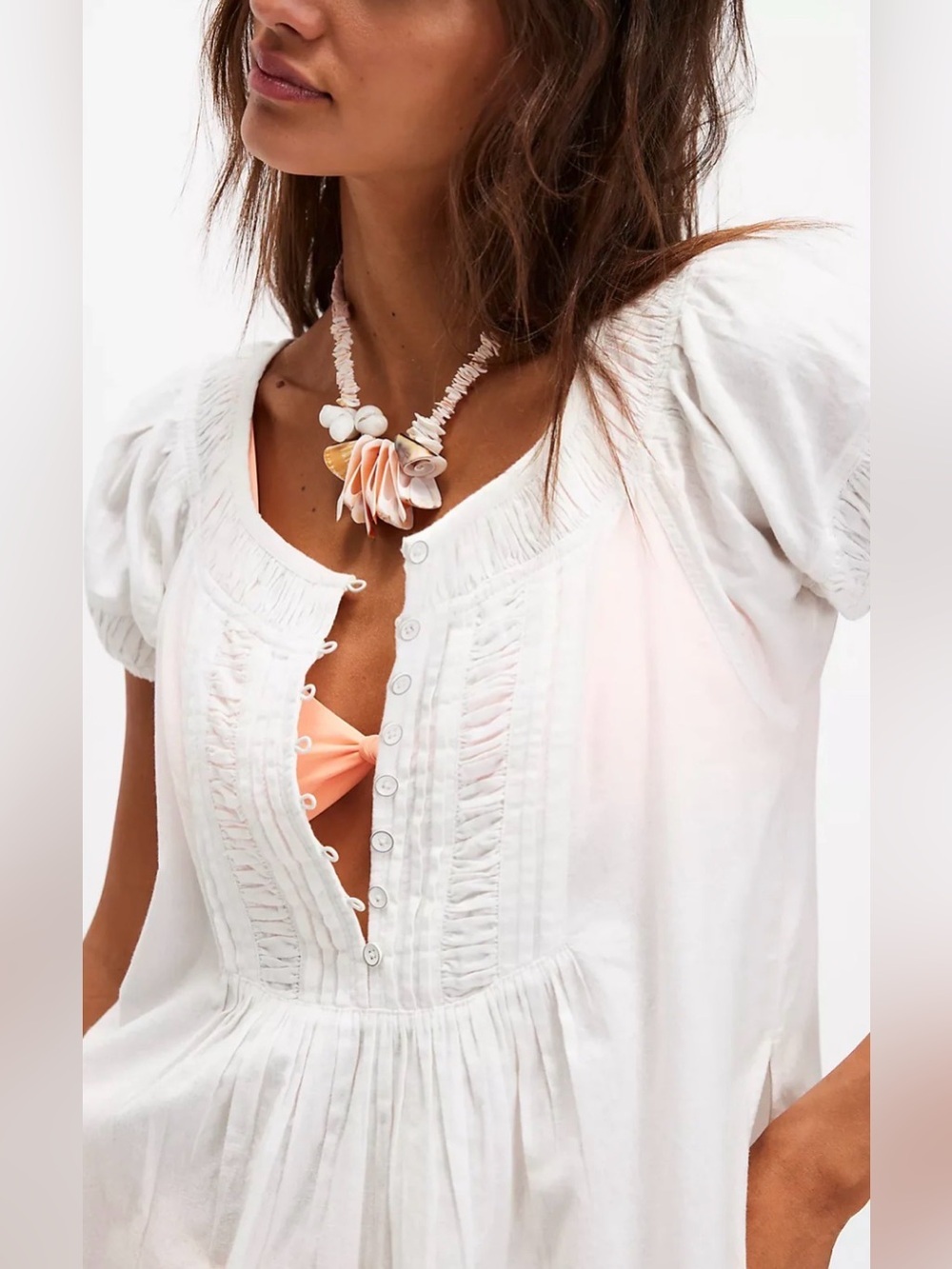 FREE PEOPLE Fayre Midi Tunic Dress Ivory Cottagecore Boho NWT Size M - Picture 6 of 16
